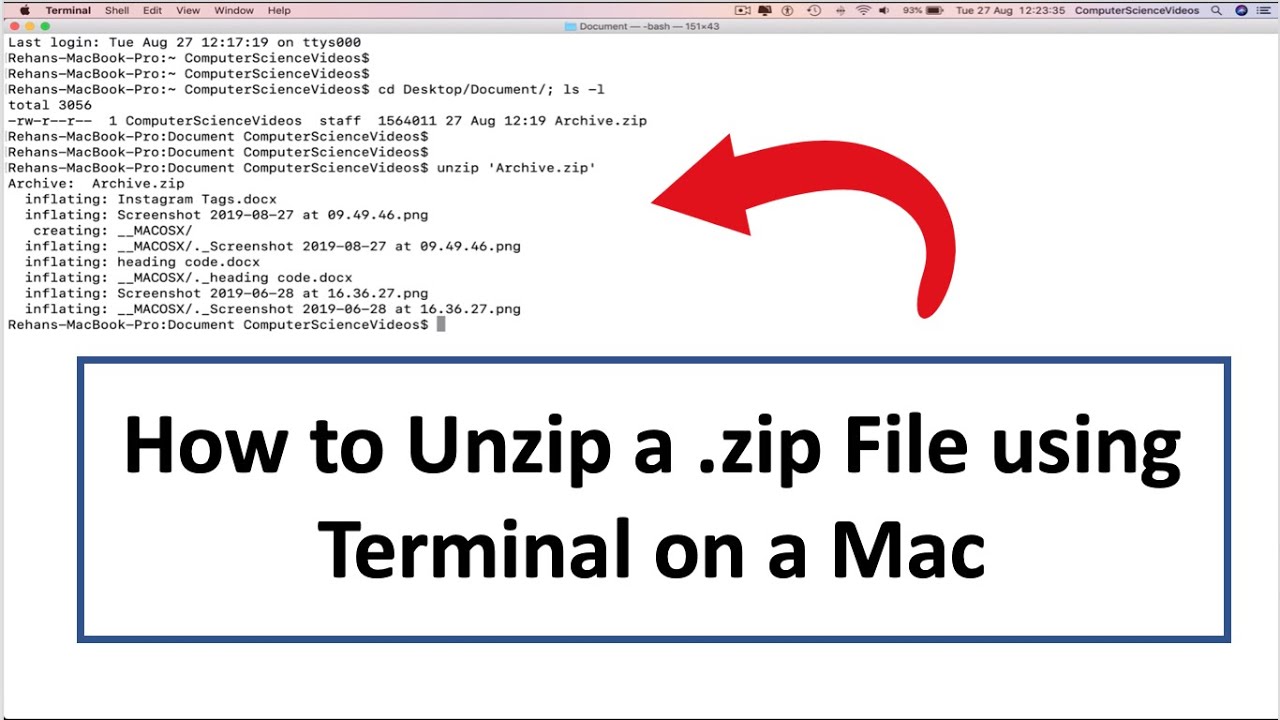 uncompressing a zip file on a mac